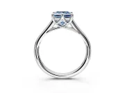 Solitaire Engagement Ring Setting for Fancy Blue Princess Cut Center with Cathedral Band and Prong Head in Sterling Silver
