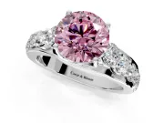 Solitaire Engagement Ring Setting for Fancy Pink Round Cut Center with Graduated Shared Prongs and Prong Head in Sterling Silver