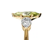3 Stone Engagement Ring Setting for Fancy Yellow Marquise Center with Large Pear-Shaped Accents and Prong Head in Yellow Gold