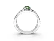 Solitaire Engagement Ring Setting for Fancy Green Pear-Shaped Center with Wide-Open Split Shank and Prong Head in Platinum
