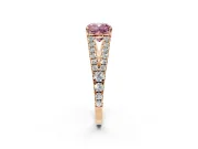Solitaire Engagement Ring Setting for Fancy Pink Cushion Cut Center with Pave Split Shank and Prong Head in Rose Gold