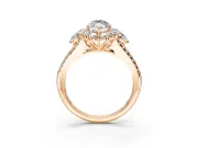 Halo Engagement Ring Setting for Marquise Center with Two-Strand Split Shank and Prong Head in Rose Gold