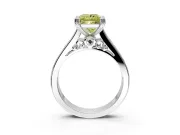Solitaire Engagement Ring Setting for Fancy Yellow Princess Cut Center with Channel Band and Double Claw Prong Head in White Gold