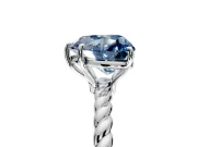 Solitaire Engagement Ring Setting for Fancy Blue Heart-Shaped Center with Plain Twisted Rope Band and Prong Head in Sterling Silver