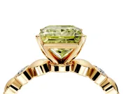 Solitaire Engagement Ring Setting for Fancy Yellow Princess Cut Center with Beaded Bezel Station Band and Prong Head in Yellow Gold