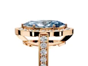 Bezel-Framed Halo Engagement Ring Setting for Fancy Blue Marquise Center with Pave Band and Prong Head in Rose Gold