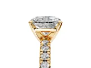 Solitaire Engagement Ring Setting for Radiant Cut Center with Large Accents and Prong Head in Yellow Gold