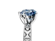 Solitaire Engagement Ring Setting for Fancy Blue Heart-Shaped Center with XO Engraved Band and Prong Head in Sterling Silver