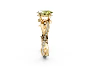 Solitaire Engagement Ring Setting for Fancy Yellow Oval Center with Pave and Plain Crossover Band and Prong Head in Yellow Gold