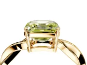 Solitaire Engagement Ring Setting for Fancy Yellow Asscher Cut Center with Twisted Pave Band and Prong Head in Yellow Gold