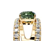 Solitaire Engagement Ring Setting for Fancy Green Cushion Cut Center with Wide-Open Split Shank and Prong Head in Yellow Gold