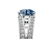 Split Shank Engagement Ring Setting for Fancy Blue Round Cut Center with Pave Split Shank and Prong Head in Sterling Silver