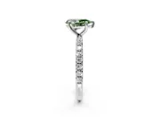 Solitaire Engagement Ring Setting for Fancy Green Pear-Shaped Center with Micro Pave Band and Prong Head in White Gold