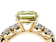 5 Stone Engagement Ring Setting for Fancy Yellow Asscher Cut Center with Graduated Accents and Prong Head in Yellow Gold