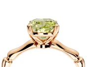 Solitaire Engagement Ring Setting for Fancy Yellow Cushion Cut Center with Bamboo Band and Prong Head in Rose Gold