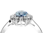 Starburst Halo Engagement Ring Setting for Fancy Blue Pear-Shaped Center with Flat Cathedral Band and Prong Head in Platinum