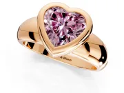 Solitaire Engagement Ring Setting for Fancy Pink Heart-Shaped Center with Wide Band and Bezel Head in Rose Gold