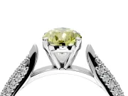 Solitaire Engagement Ring Setting for Fancy Yellow Pear-Shaped Center with Multi-Row Accents and Prong Head in Sterling Silver