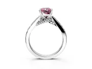 Solitaire Engagement Ring Setting for Fancy Pink Radiant Cut Center with Crossover Accents and Prong Head in Sterling Silver