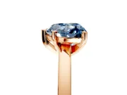Solitaire Engagement Ring Setting for Fancy Blue Heart-Shaped Center with Basket Rail and Prong Head in Rose Gold