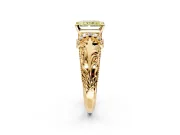 Solitaire Engagement Ring Setting for Fancy Yellow Radiant Cut Center with Filigree Accent Basket and Prong Head in Yellow Gold