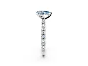 Solitaire Engagement Ring Setting for Fancy Blue Pear-Shaped Center with Fine Pave Band and Claw Prong Head in Sterling Silver