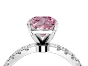 Open Basket Engagement Ring Setting for Fancy Pink Cushion Cut Center with Pave Band and Prong Head in Sterling Silver