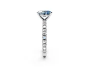Solitaire Engagement Ring Setting for Fancy Blue Oval Center with Fine Pave Band and Claw Prong Head in White Gold