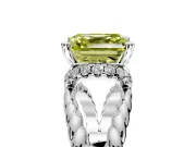 Halo Engagement Ring Setting for Fancy Yellow Asscher Cut Center with Rope Twist Split Shank and Prong Head in Sterling Silver