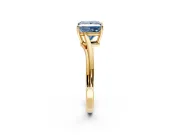 Solitaire Engagement Ring Setting for Fancy Blue Princess Cut Center with Plain Bypass Twist Band and Prong Head in Yellow Gold