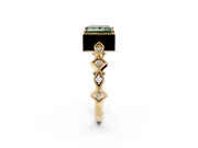 Milgrain Bezel Engagement Ring Setting for Fancy Green Princess Cut Center with Marquise Stations and Bezel Head in Yellow Gold