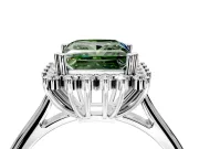 Starburst Halo Engagement Ring Setting for Fancy Green Princess Cut Center with Thin Round-Wire Band and Prong Head in White Gold