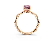Solitaire Engagement Ring Setting for Fancy Pink Radiant Cut Center with Bamboo Band and Prong Head in Rose Gold