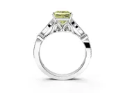 Solitaire Engagement Ring Setting for Fancy Yellow Princess Cut Center with Marquise and Bezel Accents and Prong Head in White Gold