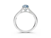 Solitaire Engagement Ring Setting for Fancy Blue Pear-Shaped Center with Narrow Cathedral Band and Prong Head in Sterling Silver