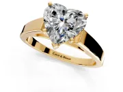 Solitaire Engagement Ring Setting for Heart-Shaped Center with Tapered Split Shoulders and Prong Head in Yellow Gold