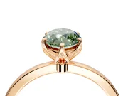 Solitaire Engagement Ring Setting for Fancy Green Marquise Center with Thin Rounded Plain Band and Prong Head in Rose Gold