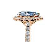 Halo Engagement Ring Setting for Fancy Blue Pear-Shaped Center with Raised Halo, Pave Band and Prong Head in Rose Gold