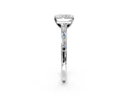 Baguette Engagement Ring Setting for Radiant Cut Center with Alternating Bar-Set Band and Prong Head in Sterling Silver