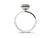 Solitaire Engagement Ring Setting for Fancy Green Princess Cut Center with Pave Accents and Prong Head in White Gold