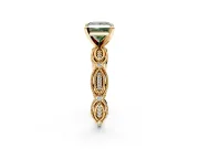 Solitaire Engagement Ring Setting for Fancy Green Princess Cut Center with Marquise Panel Band and Prong Head in Yellow Gold