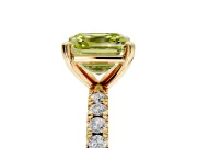 Solitaire Engagement Ring Setting for Fancy Yellow Asscher Cut Center with Fine Pave Band and Claw Prong Head in Yellow Gold