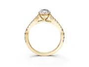 Solitaire Engagement Ring Setting for Marquise Center with Pave Split Shank and Prong Head in Yellow Gold