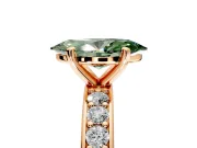 Solitaire Engagement Ring Setting for Fancy Green Marquise Center with Channel-Set Accents and Prong Head in Rose Gold