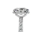 Hidden Halo Engagement Ring Setting for Oval Center with Pave Band and Prong Head in Sterling Silver