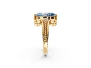 Solitaire Engagement Ring Setting for Fancy Blue Marquise Center with Twisted Band and Scroll Prong Head in Yellow Gold