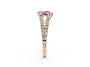 Solitaire Engagement Ring Setting for Fancy Pink Pear-Shaped Center with Pave Split Shank and Prong Head in Rose Gold