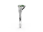 3 Stone Engagement Ring Setting for Fancy Green Pear-Shaped Center with Crossover Basket, Pave Band and Prong Head in Platinum