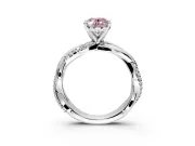 Solitaire Engagement Ring Setting for Fancy Pink Oval Center with Pave and Plain Crossover and Basket Head in Platinum