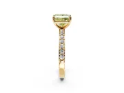 Solitaire Engagement Ring Setting for Fancy Yellow Princess Cut Center with Round Cut Pave Band and Prong Head in Yellow Gold